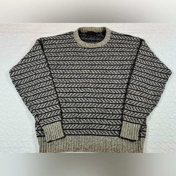 Eddie Bauer Other - Vintage Eddie Bauer Sweater Men's XL Gray Navy Birds Eye Wool Pullover USA Made